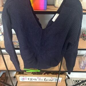 Angel Of The North Deep Blue V-Neck Sweater